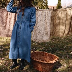 Vintage Blue Denim Midi Dress FADS